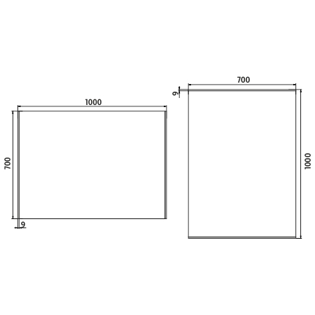 NIMCO ZP 9000 zrcadlo 100x70 cm, reverzibilní, s osvětlením ZP 9004 Technický nákres