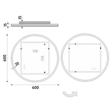NIMCO ZP 24000 zrcadlo 60 cm, s osvětlením ZP 24000R Technický nákres