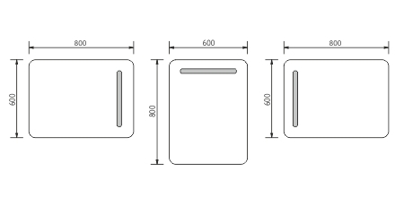 NIMCO ZP 2000 zrcadlo 60x80 cm, reverzibilní, s osvětlením ZP 2002 Technický nákres