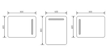 NIMCO ZP 2000 zrcadlo 60x80 cm, reverzibilní, s osvětlením ZP 2002 Technický nákres