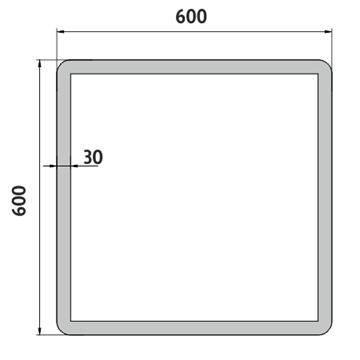 NIMCO ZP 19000 zrcadlo 60x60 cm, reverzibilní, s osvětlením ZP 19066 Technický nákres
