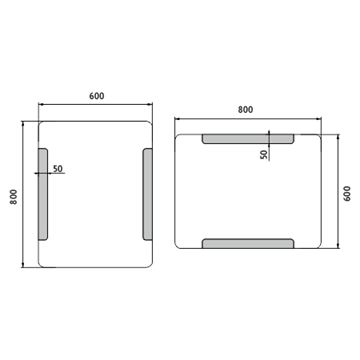 NIMCO ZP 18000 zrcadlo 60x80 cm, reverzibilní, s osvětlením ZP 18002 Technický nákres