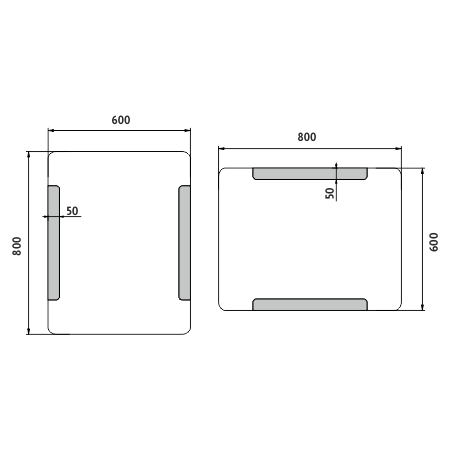 NIMCO ZP 18000 zrcadlo 60x80 cm, reverzibilní, s osvětlením ZP 18002 Technický nákres