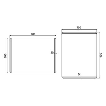 NIMCO ZP 17000 zrcadlo 90x70 cm, reverzibilní, s osvětlením ZP 17019 Technický nákres