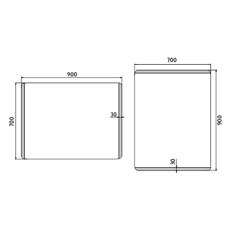 NIMCO ZP 17000 zrcadlo 90x70 cm, reverzibilní, s osvětlením ZP 17019 Technický nákres