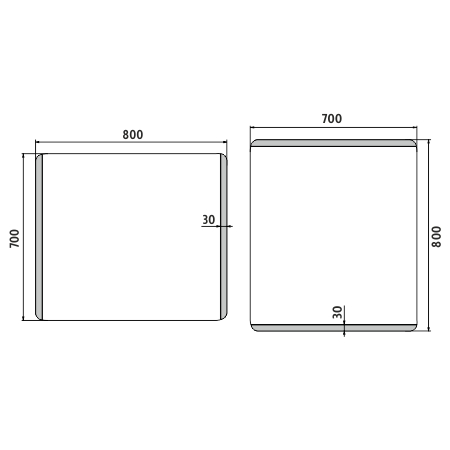 NIMCO ZP 17000 zrcadlo 80x70 cm, reverzibilní, s osvětlením ZP 17003 Technický nákres