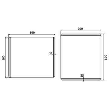NIMCO ZP 17000 zrcadlo 80x70 cm, reverzibilní, s osvětlením ZP 17003 Technický nákres
