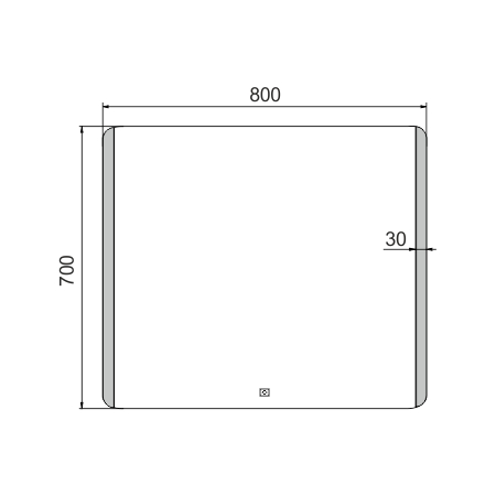 NIMCO ZP 17000 zrcadlo 80x70 cm, s osvětlením, s regulací teploty světla, se senzorem ZP 17003V Technický nákres