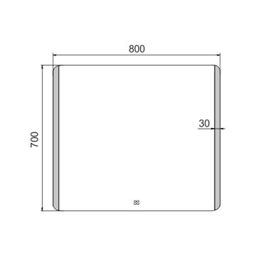 NIMCO ZP 17000 zrcadlo 80x70 cm, s osvětlením, s regulací teploty světla, se senzorem ZP 17003V Technický nákres