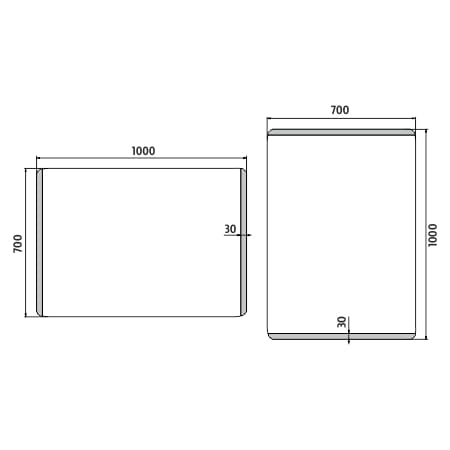 NIMCO ZP 17000 zrcadlo 100x70 cm, reverzibilní, s osvětlením ZP 17004 Technický nákres