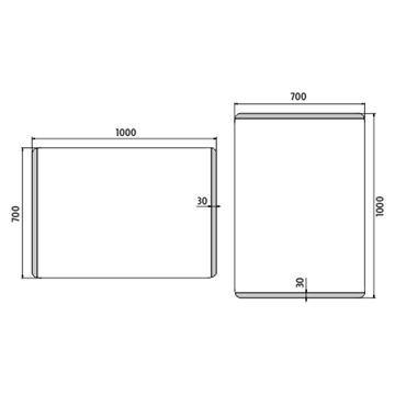 NIMCO ZP 17000 zrcadlo 100x70 cm, reverzibilní, s osvětlením ZP 17004 Technický nákres