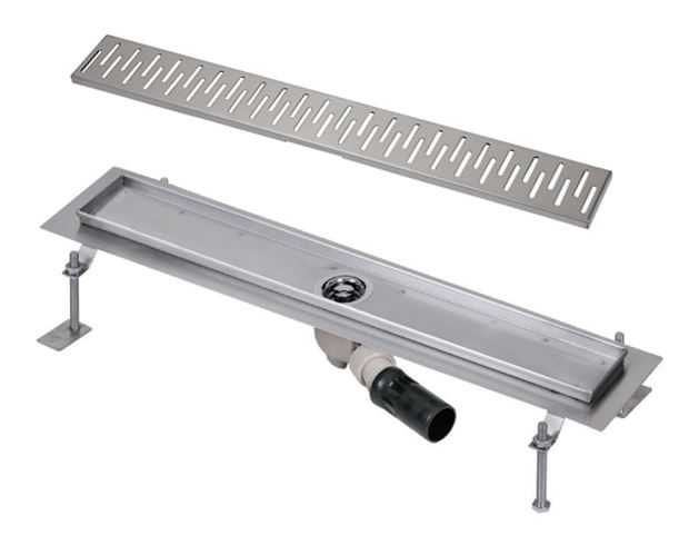 SANELA sprchový žlab 1150 mm, do prostoru, boční odtok DN 50, rošt C, lesklá nerez ocel SLKN 05C Obrázek - Hlavní obrázek