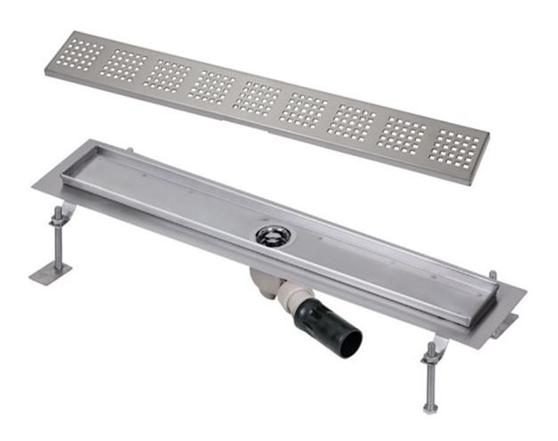 SANELA sprchový žlab 1150 mm, do prostoru, boční odtok DN 50, rošt F, matná nerez ocel SLKN 05FX Obrázek - Hlavní obrázek