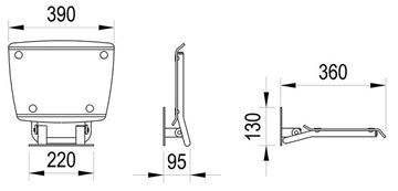 RAVAK OVO-B II sedátko do sprchy, sklopné, nerez ocel/opal B8F0000064 Technický nákres