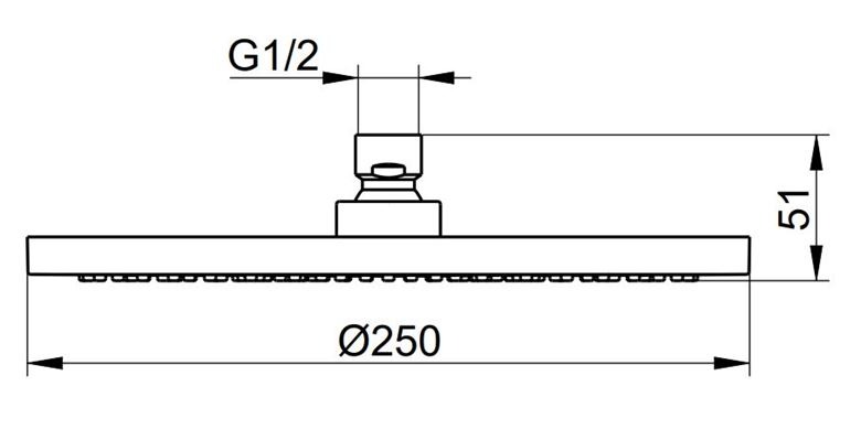 KEUCO horní sprcha pr. 250 mm, matná černá 59886370201 Technický nákres