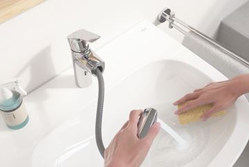 GROHE EUROSMART umyvadlová stojánková baterie, s vytahovací sprškou a odtokovou soupravou, chrom 23976003 Obrázek - fotka