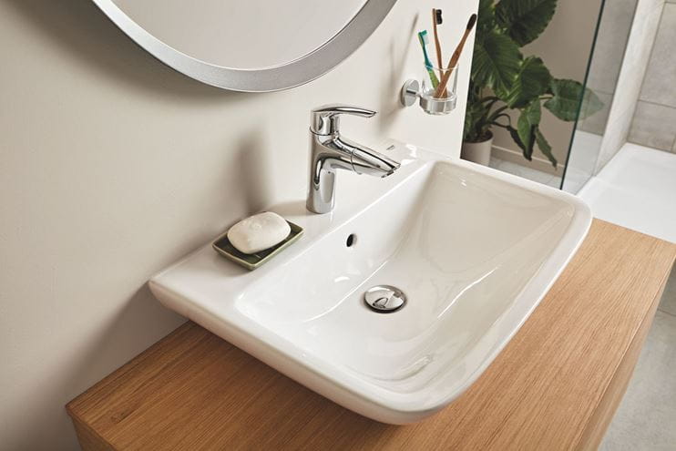GROHE EUROSMART umyvadlová stojánková baterie, s vytahovací sprškou a odtokovou soupravou, chrom 23976003 Obrázek - fotka