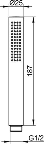 KEUCO EDITION ATELIER ruční sprcha 187 mm, matná černá 56080370100 Technický nákres