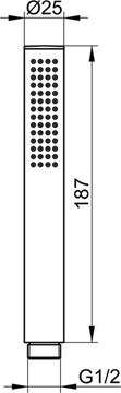 KEUCO EDITION ATELIER ruční sprcha 187 mm, matná černá 56080370100 Technický nákres