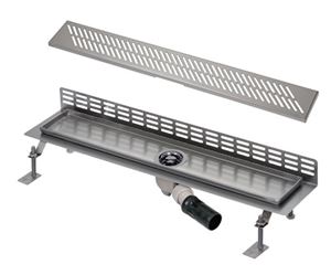 SANELA sprchový žlab 1150 mm, ke stěně, boční odtok DN 50, rošt D, lesklá nerez ocel