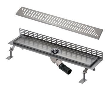 SANELA sprchový žlab 1150 mm, ke stěně, boční odtok DN 50, rošt D, lesklá nerez ocel