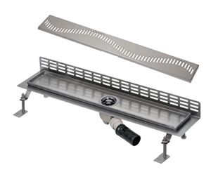 SANELA sprchový žlab 1150 mm, ke stěně, boční odtok DN 50, rošt A, matná nerez ocel