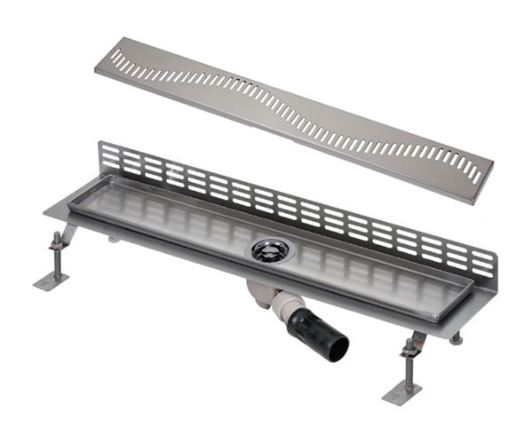 SANELA sprchový žlab 1150 mm, ke stěně, boční odtok DN 50, rošt A, matná nerez ocel SLKN 08AX Obrázek - Hlavní obrázek