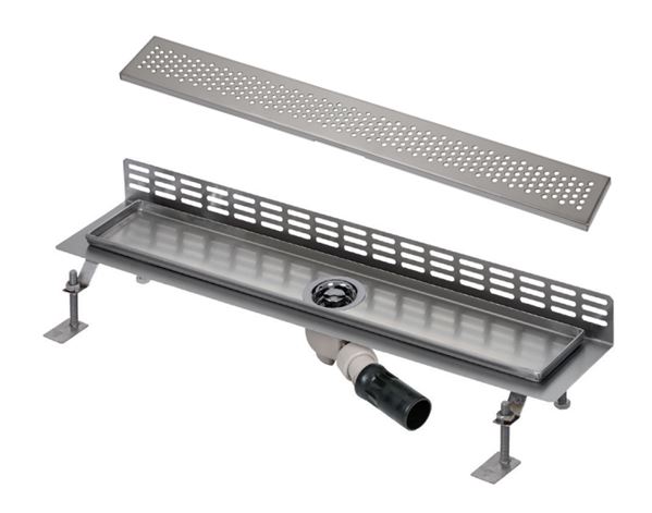 SANELA sprchový žlab 1150 mm, ke stěně, boční odtok DN 50, rošt B, matná nerez ocel SLKN 08BX Obrázek - Hlavní obrázek