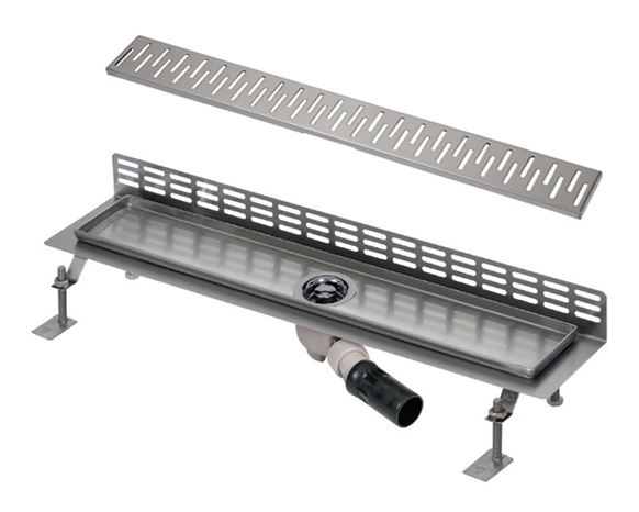SANELA sprchový žlab 1150 mm, ke stěně, boční odtok DN 50, rošt C, matná nerez ocel SLKN 08CX Obrázek - Hlavní obrázek