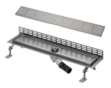 SANELA sprchový žlab 1150 mm, ke stěně, boční odtok DN 50, rošt F, matná nerez ocel