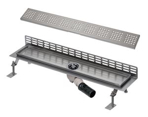 SANELA sprchový žlab 1150 mm, ke stěně, boční odtok DN 50, rošt F, matná nerez ocel