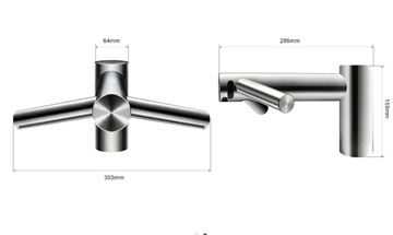DYSON AIRBLADE WASH & DRY umyvadlová senzorová baterie, s vysoušečem rukou, napájení ze sítě, nerez 24526501 Technický nákres