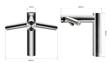DYSON AIRBLADE WASH & DRY umyvadlová senzorová baterie, s vysoušečem rukou, napájení ze sítě, nerez 24526901 Technický nákres