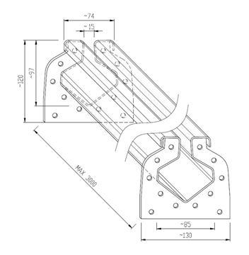 AZP BRNO štěrbinový žlab 2000 mm, do prostoru, odtok DN 110, nerezová ocel OZ 02.Z2 Technický nákres