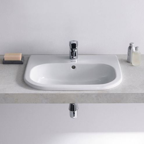DURAVIT D-CODE umyvadlo 54,5 cm, s otvorem pro baterii a přepadem 0337540000 Obrázek - fotka