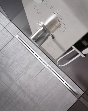 RAVAK RUNAWAY sprchový žlab 850 mm, do prostoru, boční odtok DN 50, rošt, plast/nerez ocel X01388 Obrázek - fotka