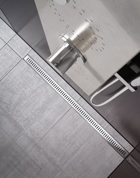 RAVAK ZEBRA sprchový žlab 850 mm, do prostoru, boční odtok DN 40, rošt, plast/nerez ocel X01434 Obrázek - fotka
