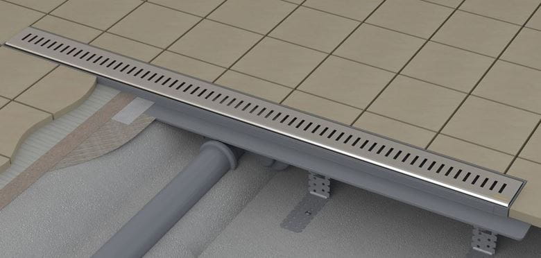 RAVAK ZEBRA sprchový žlab 850 mm, do prostoru, boční odtok DN 40, rošt, plast/nerez ocel X01434 Obrázek - fotka