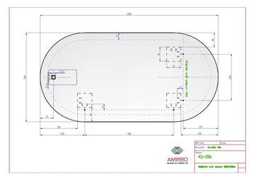 AMIRRO AMBIENTE OVAL zrcadlo 100x50 cm, reverzibilní, s osvětlení, se senzorem 411-286 Technický nákres