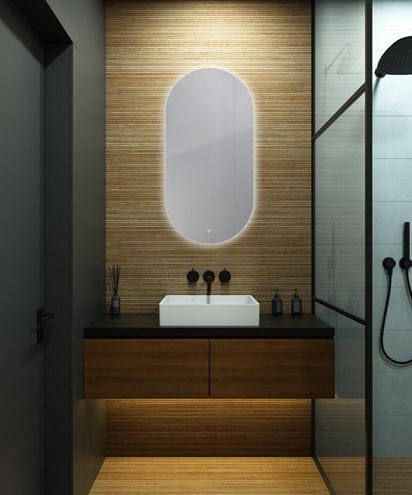 AMIRRO AMBIENTE OVAL zrcadlo 100x50 cm, reverzibilní, s osvětlení, se senzorem 411-286 Obrázek - fotka