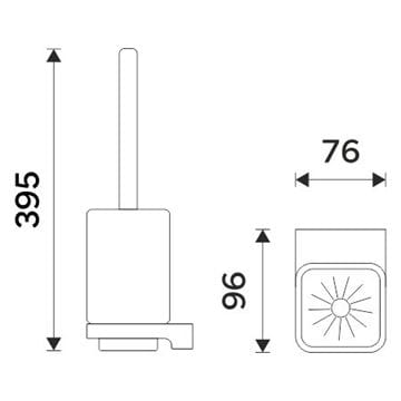 NIMCO MAYA WC štětka, nástěnná, sklo, bílá MAB 29094CN-HR-05 Technický nákres