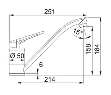 FRANKE FC 9541 dřezová baterie, chrom 115.0347.142 Technický nákres