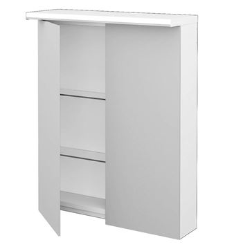DŘEVOJAS ASTON GA2OE 60 zrcadlová skříňka 60x76,5x21 cm, osvětlení, s vypínačem a el. zásuvkou, lamino, lesklá bílá 79324 Obrázek - fotka