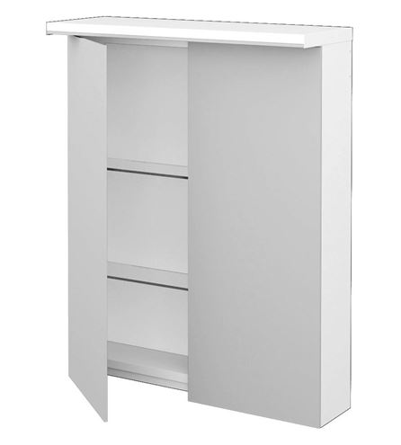 DŘEVOJAS ASTON GA2OE 60 zrcadlová skříňka 60x76,5x21 cm, osvětlení, s vypínačem a el. zásuvkou, lamino, lesklá bílá 79324 Obrázek - fotka