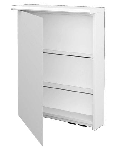 DŘEVOJAS ASTON GAOE 60 zrcadlová skříňka 60x76,5x21 cm, osvětlení, s vypínačem a el. zásuvkou, panty vlevo, lamino, lesklá bílá 79317 Obrázek - Hlavní obrázek