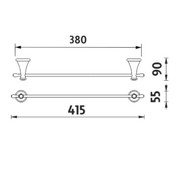 NIMCO LADA držák ručníku 415 mm, staromosaz LA 19035-65 Technický nákres