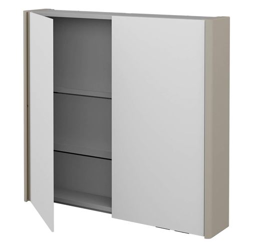 DŘEVOJAS ENZO GA2OE 80 zrcadlová skříňka 80,6x74,1x15,3 cm, osvětlení s regulací stmívání, s vypínačem a el. zásuvkou, lamino/MDF, vysoce lesklá béžová 59562 Obrázek - fotka