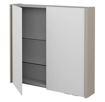 DŘEVOJAS ENZO GA2OE 80 zrcadlová skříňka 80,6x74,1x15,3 cm, osvětlení s regulací stmívání, s vypínačem a el. zásuvkou, lamino/MDF, vysoce lesklá béžová 59562 Obrázek - fotka