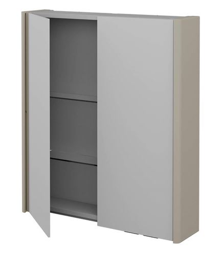DŘEVOJAS ENZO GA2OE 65 zrcadlová skříňka 65,6x74,1x15,3 cm, osvětlení s regulací stmívání, s vypínačem a el. zásuvkou, lamino/MDF, vysoce lesklá béžová 59555 Obrázek - fotka
