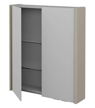 DŘEVOJAS ENZO GA2OE 65 zrcadlová skříňka 65,6x74,1x15,3 cm, osvětlení s regulací stmívání, s vypínačem a el. zásuvkou, lamino/MDF, vysoce lesklá béžová 59555 Obrázek - fotka